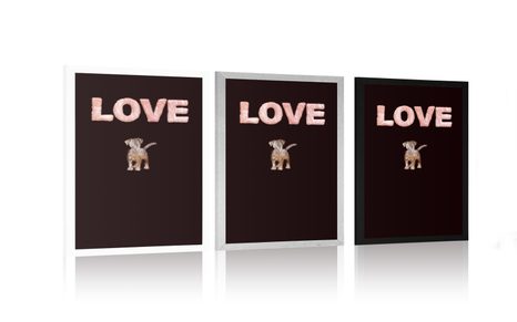 PLAKÁT PEJSEK S NÁPISEM LOVE - MOTIVY Z NAŠÍ DÍLNY - PLAKÁTY