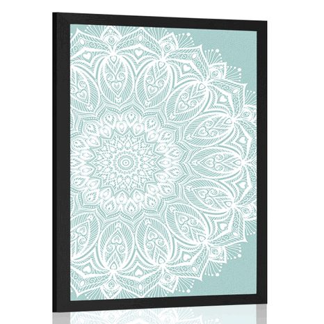 IMPRESSION SUR TOILE MANDALA DE L'HARMONIE SUR FOND BLEU - FENG SHUI - AFFICHES