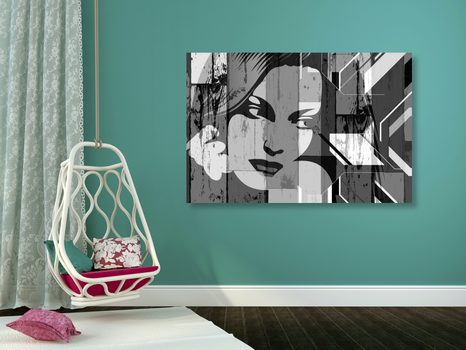 КАРТИНА НА ПЛАТНО – ПОРТРЕТ НА ЖЕНА В ЧЕРНО-БЯЛ ВАРИАНТ - ЧЕРНО-БЕЛИ КАРТИНИ - КАРТИНИ