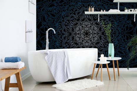 SAMOLEPÍCÍ TAPETA ORNAMENTÁLNÍ MANDALA NA ČERNÉM POZADÍ - SAMOLEPÍCÍ TAPETY - TAPETY