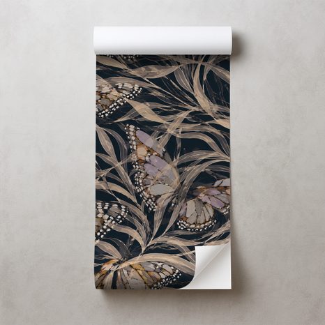 SELBSTKLEBENDE TAPETE ELEGANTE SCHMETTERLINGE AUF DUNKLEM HINTERGRUND - TAPETEN SCHMETTERLINGE - TAPETEN