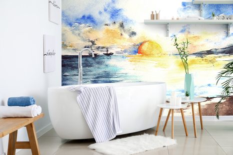 SELBSTKLEBENDE TAPETE STRAHLENDER SONNENUNTERGANG AM MEER - SELBSTKLEBENDE TAPETEN - TAPETEN