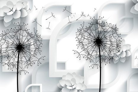 TABLOU MODERN PĂPĂDIE - TABLOURI ALB-NEGRU - TABLOURI