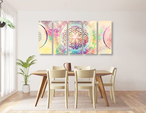 5-RÉSZES KÉP MANDALA ÉRDEKES KIVITELBEN - FENG SHUI KÉPEK - KÉPEK