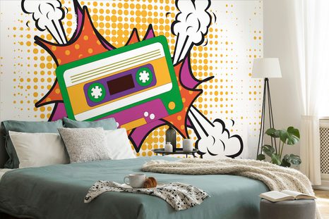 CARTA DA PARATI – ICONA MUSICALE DELLA CASSETTA - CARTA DA PARATI POP ART - CARTA DA PARATI