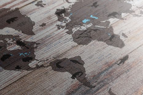 OBRAZ NA KORKU MAPA NA DŘEVĚNÉM PODKLADU - OBRAZY NA KORKU - OBRAZY