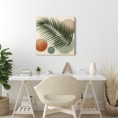 WANDBILD TROPISCHES BLATT IN KREISEN - BOTANISCHE BILDER - BILDER