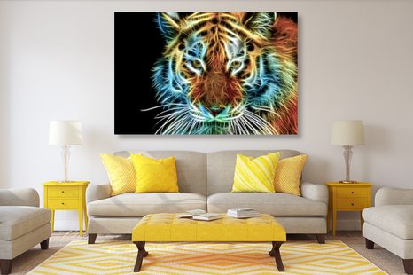 WANDBILD TIGERKOPF IM ABSTRAKTEN DESIGN - BILDER TIERE - BILDER