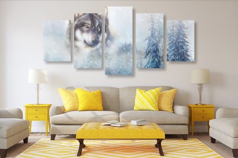 КАРТИНИ ОТ 5 ЧАСТИ – ВЪЛК В СНЕЖНА МЕСТНОСТ - КАРТИНИ НА ЖИВОТНИ - КАРТИНИ