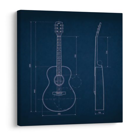 WANDBILD BLAUER GITARRENPLAN - MUSIKBILDER - BILDER