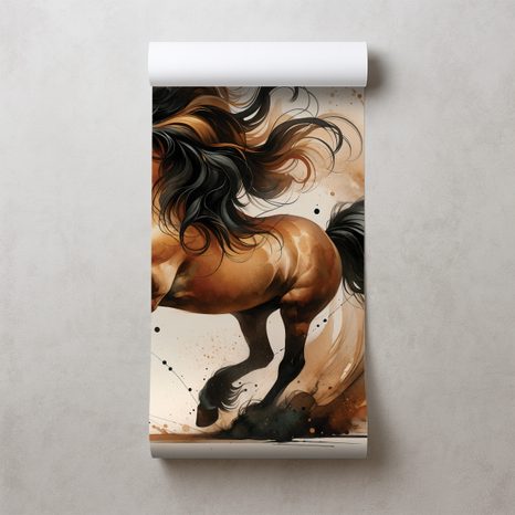 FOTOTAPETE WILDER AQUARELLPFERD - TAPETEN MIT PFERDEN - TAPETEN