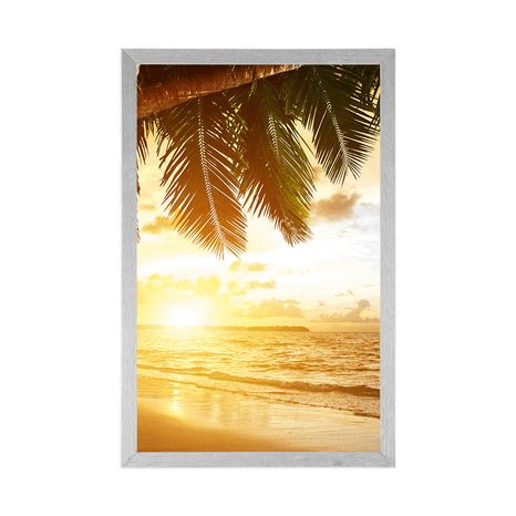 PLAKAT SONČNI ZAHOD NA KARIBSKI PLAŽI - NARAVA - PLAKATI