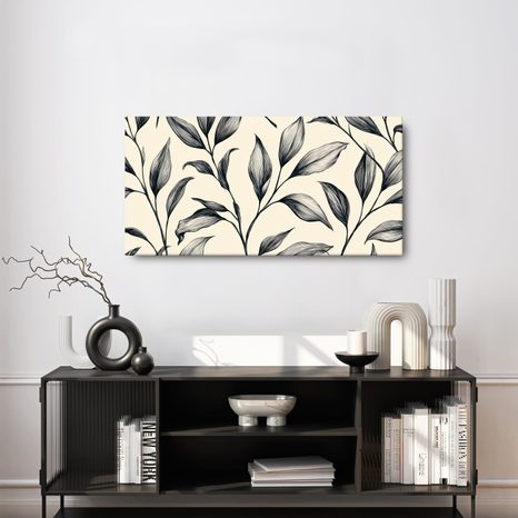 CANVASTAVLA ELEGANTA BOTANISKA BLAD PÅ BEIGE - TAVLOR MED TRÄD OCH BLAD - TAVLOR