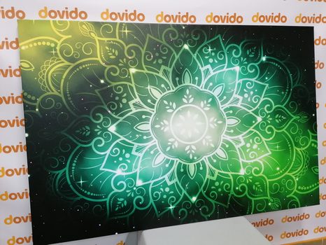 KÉP MANDALA GALAKTIKUS HÁTTÉRREL ZÖLD SZÍNBEN - FENG SHUI KÉPEK - KÉPEK