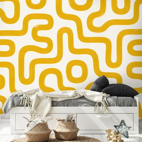 SAMOLEPIACA TAPETA ŽLTÉ RETRO GEOMETRICKÉ LÍNIE - VZOROVANÉ TAPETY - TAPETY