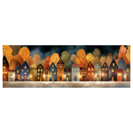 OBRAZ ZIMNÍ POHÁDKA U ŘEKY - BAREVNÉ DOMY - OBRAZY