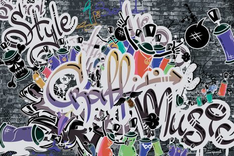 SELF ADHESIVE WALLPAPER TRENDY PURPLE GRAFFITI WALL - WALLPAPERS - 🔥 TOTAL SALE 🔥