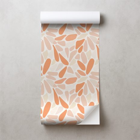 SAMOLEPÍCÍ TAPETA ORANŽOVÉ ABSTRAKTNÍ TVARY - VZOROVANÉ TAPETY - TAPETY