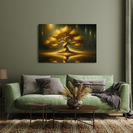 WANDBILD LEUCHTENDER LEBENSBAUM IN DER NACHT - BILDER BÄUME DES LEBENS - BILDER