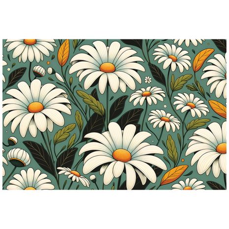 SAMOLEPÍCÍ TAPETA RETRO KOPRETINY S LISTY - TAPETY KVĚTINY - TAPETY