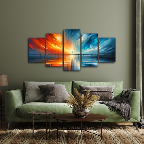 5-DÍLNÝ OBRAZ SILUETA UPROSTŘED ŽIVLŮ - ABSTRAKTNÍ OBRAZY - OBRAZY