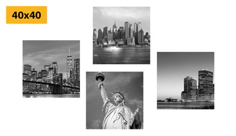 SET OBRAZŮ NEW YORK V ČERNOBÍLÉM PROVEDENÍ - SESTAVY OBRAZŮ - OBRAZY