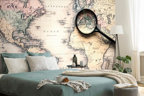 SELBSTKLEBENDE TAPETE WELTKARTE MIT LUPE - SELBSTKLEBENDE TAPETEN - TAPETEN
