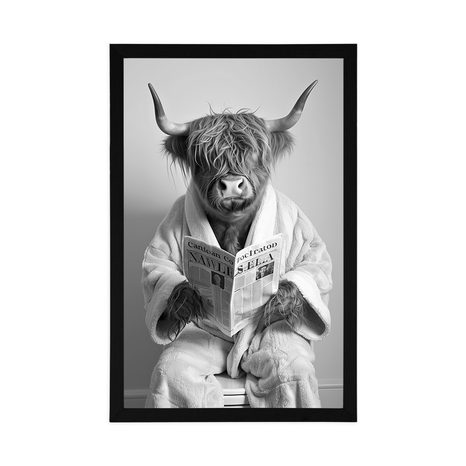 POSTER – MUCCA CON GIORNALI IN BAGNO - BUFALI E MUCCHE - POSTER