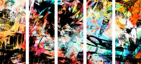 5-DÍLNÝ OBRAZ JEDINEČNÉ GRAFFITI UMĚNÍ - POP ART OBRAZY - OBRAZY