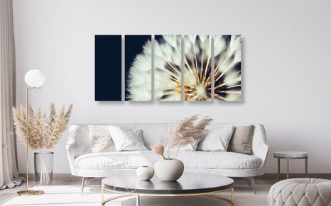 5-RÉSZES KÉP PITYPNAG SÖTÉT HÁTTÉREN - VIRÁGMINTÁS KÉPEK - KÉPEK