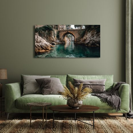 WANDBILD HISTORISCHE BRÜCKE ÜBER DEM FLUSS - BILDER VON STÄDTEN - BILDER