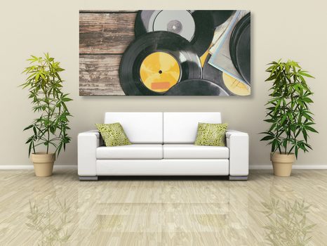 WANDBILD ALTE SCHALLPLATTEN - VINTAGE- UND RETRO-BILDER - BILDER