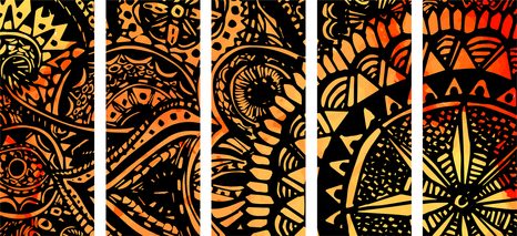 5-DIELNY OBRAZ AKVARELOVÁ MANDALA - OBRAZY FENG SHUI - OBRAZY