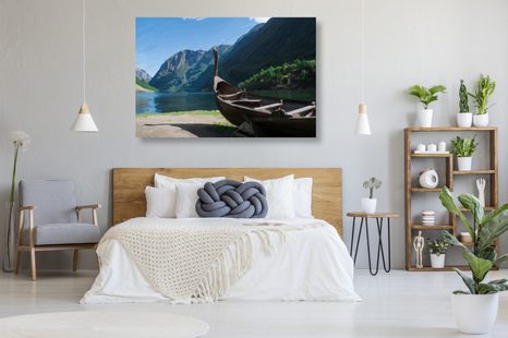 WANDBILD HÖLZERNES WIKINGERSCHIFF - BILDER VON NATUR UND LANDSCHAFT - BILDER