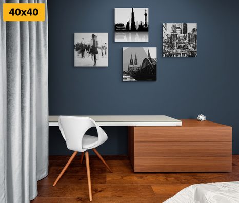 SET OBRAZŮ ŽIVOT VE VELKOMĚSTĚ V ČERNOBÍLÉM PROVEDENÍ S ABSTRAKTNÍM NÁDECHEM - SESTAVY OBRAZŮ - OBRAZY