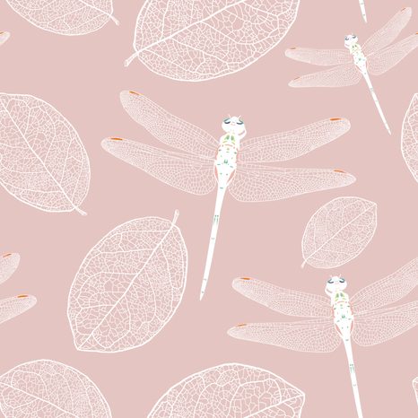 CARTA DA PARATI – LIBELLULE VOLANTI IN ROSA - CARTA DA PARATI ANIMALI - CARTA DA PARATI