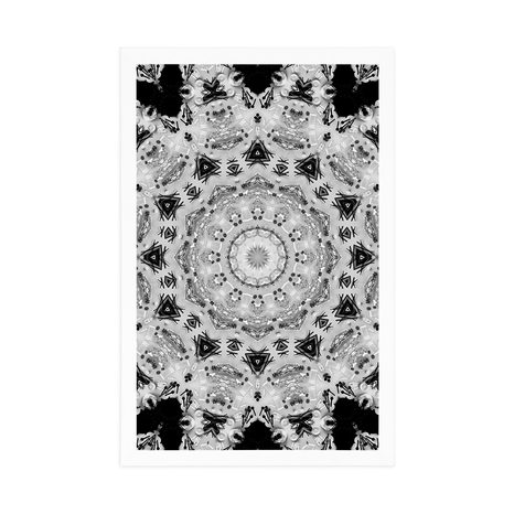 POSTER INTERESSANTES MANDALA IN SCHWARZ-WEISS - SCHWARZ-WEISS - POSTER