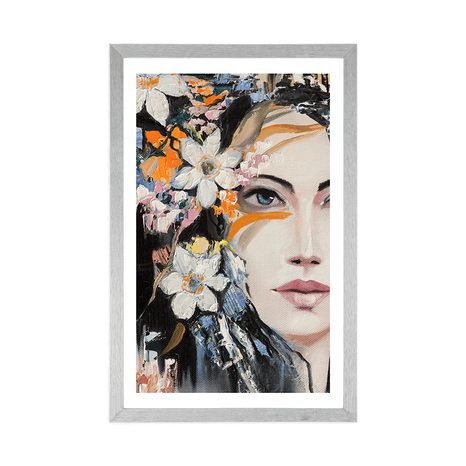 POSTER MIT PASSEPARTOUT ORIGINALGEMÄLDE EINER FRAU - FRAUEN - POSTER