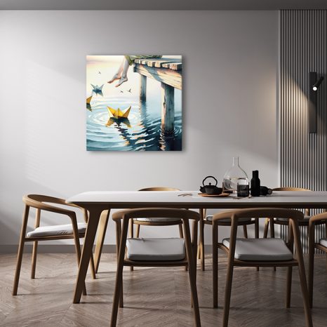 OBRAZ ODPOČINEK NA MOLU U JEZERA - OBRAZY MOŘE A PLÁŽ - OBRAZY