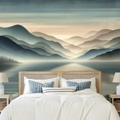 SAMOLEPÍCÍ TAPETA MLŽNÉ HORSKÉ PANORAMA - TAPETY HORY - TAPETY