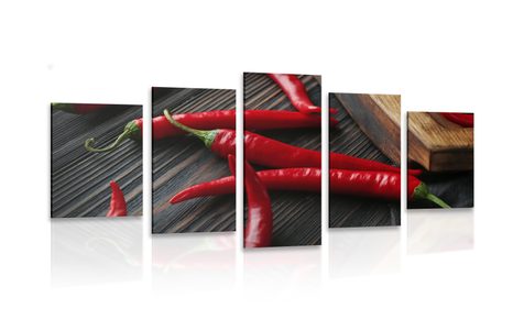 5 PART PICTURE PLATE WITH CHILI PEPPERS