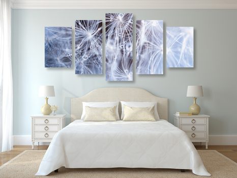 5-PIECE CANVAS PRINT MACRO DANDELION - PICTURES FLOWERS - PICTURES