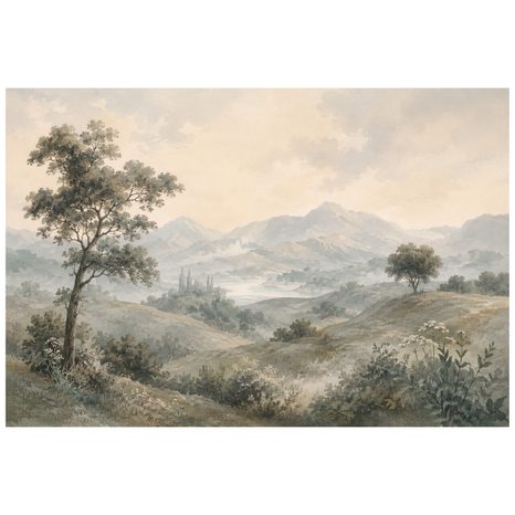 TAPETA VINTAGE HORSKÁ KRAJINA V BÉŽOVÝCH TÓNOCH - TAPETY HORY - TAPETY