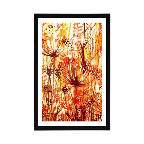 POSTER WITH MOUNT DANDELION IN SHADES OF ORANGE - FLOWERS - POSTERS