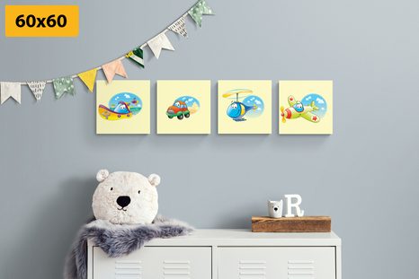 SET OBRAZŮ ROZTOMILÉ DOPRAVNÍ PROSTŘEDKY - SESTAVY OBRAZŮ - OBRAZY