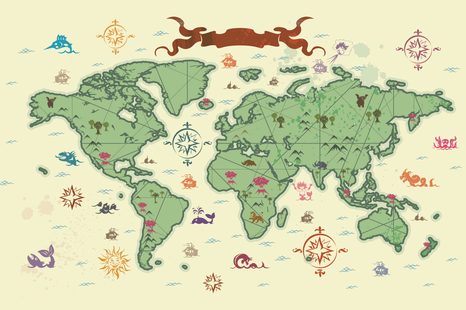 AFBEELDING OP KURK ORIGINELE WERELDKAART - SCHILDERIJEN OP KURK - SCHILDERIJEN