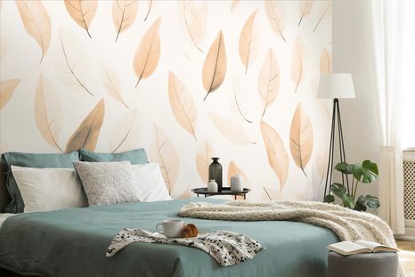 TAPET AUTOADEZIV FRUNZE DELICATE ÎN NUANȚA PEACH FUZZ - TAPETE AUTOADEZIVE - TAPETURI