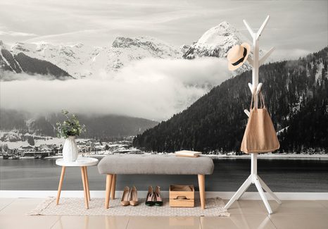 CARTA DA PARATI – PAESAGGIO INVERNALE IN BIANCO E NERO - CARTA DA PARATI BIANCO E NERO - CARTA DA PARATI