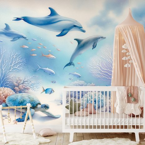 CARTA DA PARATI AUTOADESIVA – MONDO SOTTOMARINO CON DELFINI - CARTA DA PARATI - 🔥 SVENDITA TOTALE