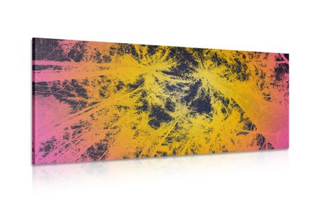 WANDBILD SONNENUNTERGANG IM TROPISCHEN WALD - BILDER BÄUME UND LAUB - BILDER